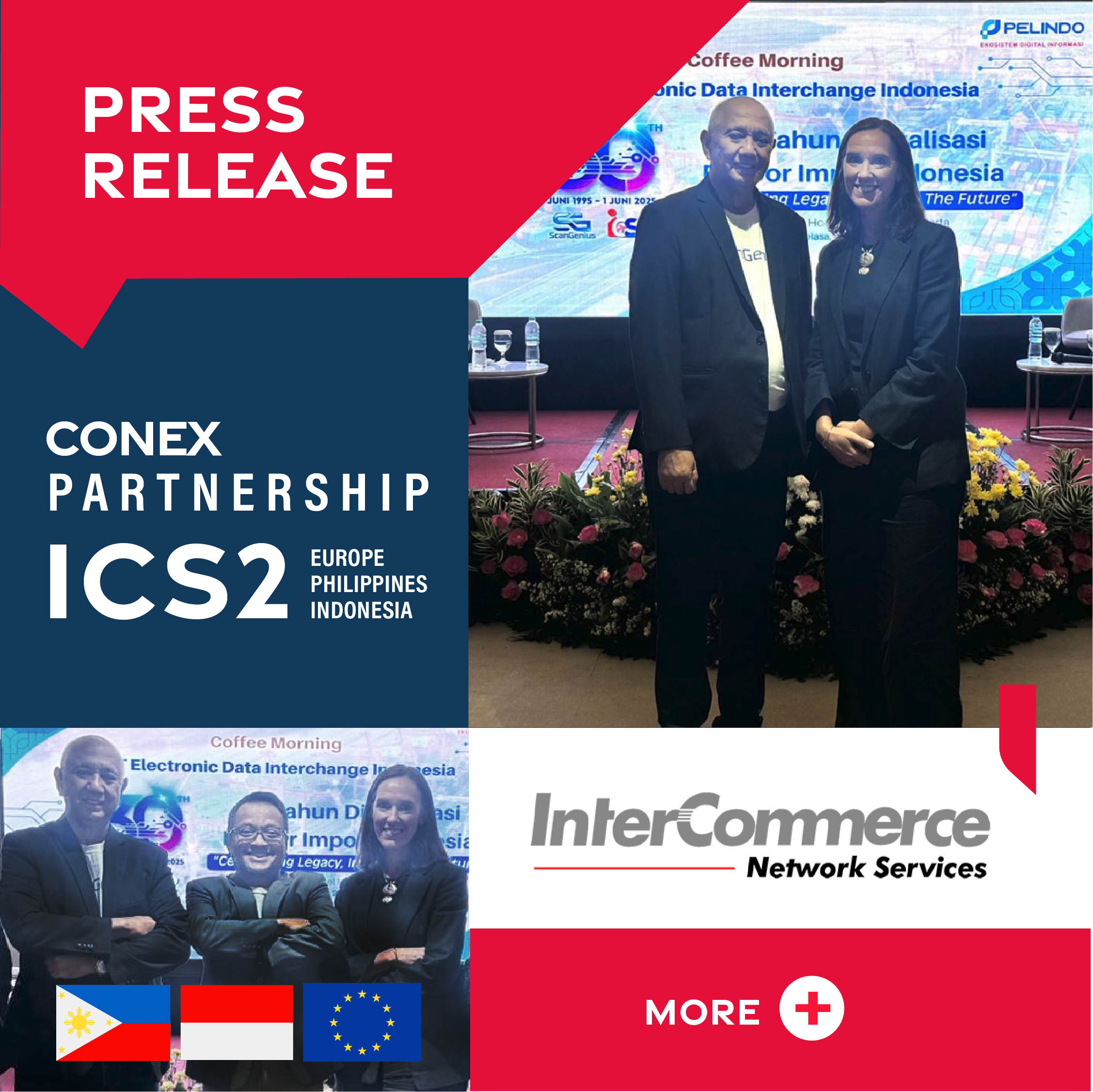 CONEX and InterCommerce sign partnership to support ICS2 compliance for logistics operators in the Philippines and Indonesia CONEX, a European provider of software solutions for managing customs and security formalities, has announced a strategic partnership with InterCommerce Network Services, the Philippines' leading provider of digital supply chain services.